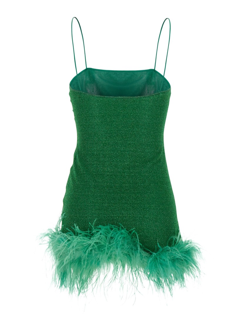 Shop Oseree Oséree Lumiere Plumage' Green Sleeveless Slip Dress