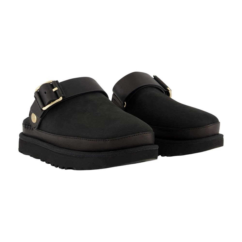 UGG UGG W GOLDENSTAR VILLA MULES - LEATHER - BLACK 