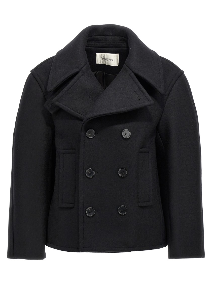 Saint Laurent Oversize Pea Coat In Blue