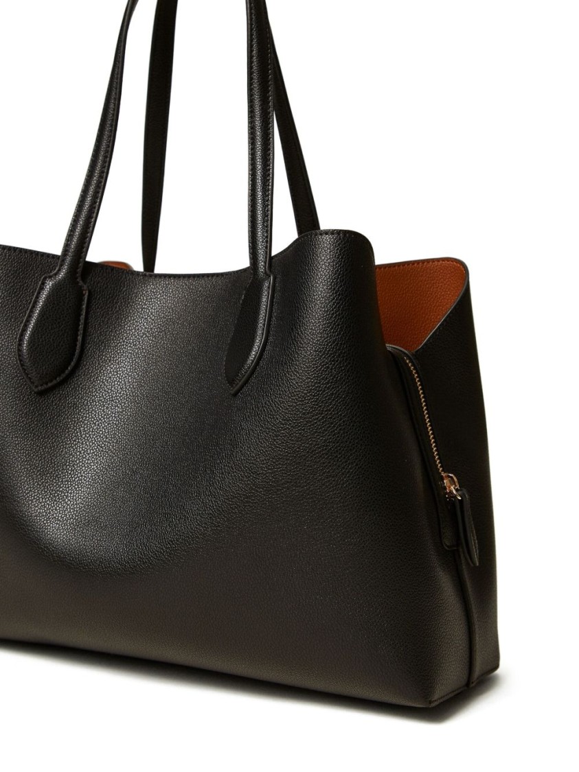 Twinset Twin-set Structured Black Tote Bag With Textured Exterior And Interior In Black