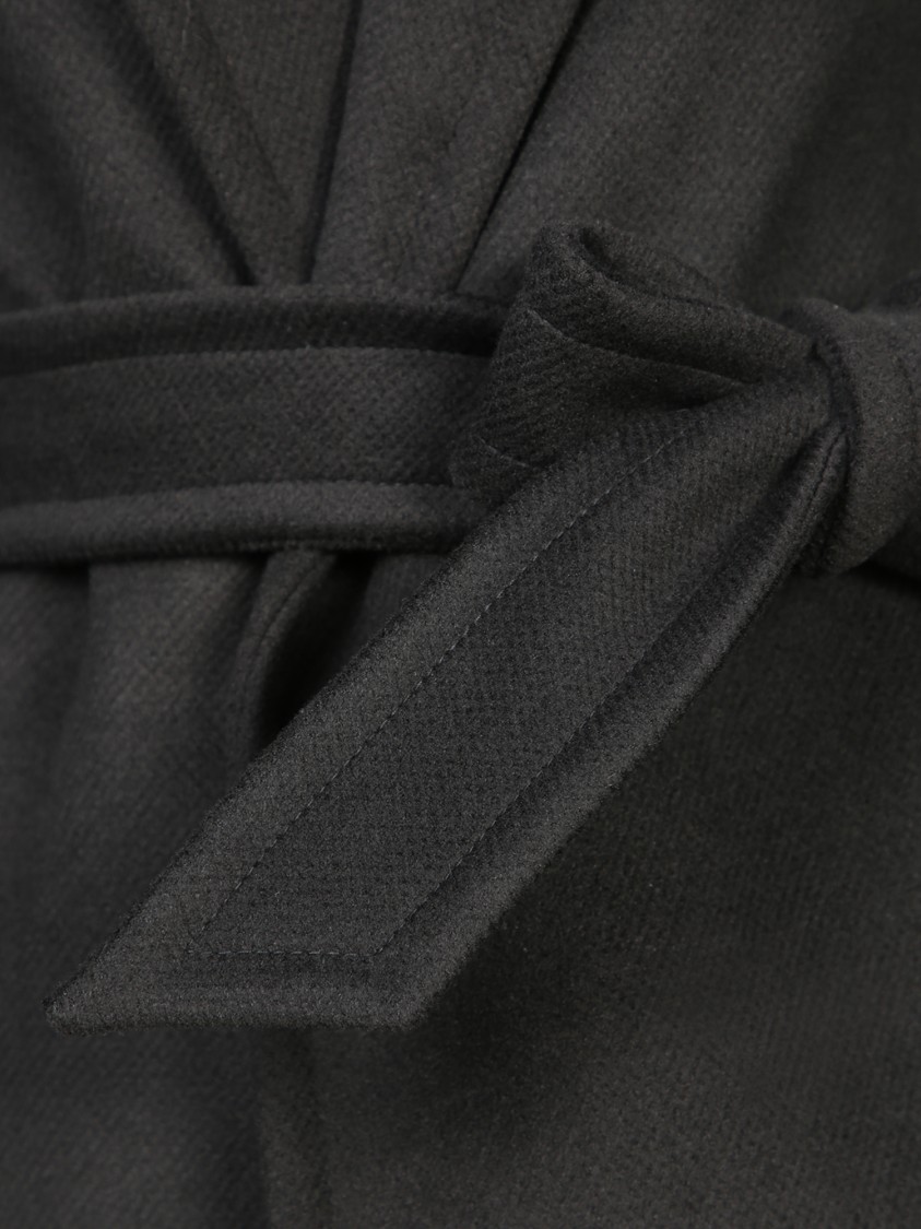 Blanca Vita Black Long Wool Coat In Black
