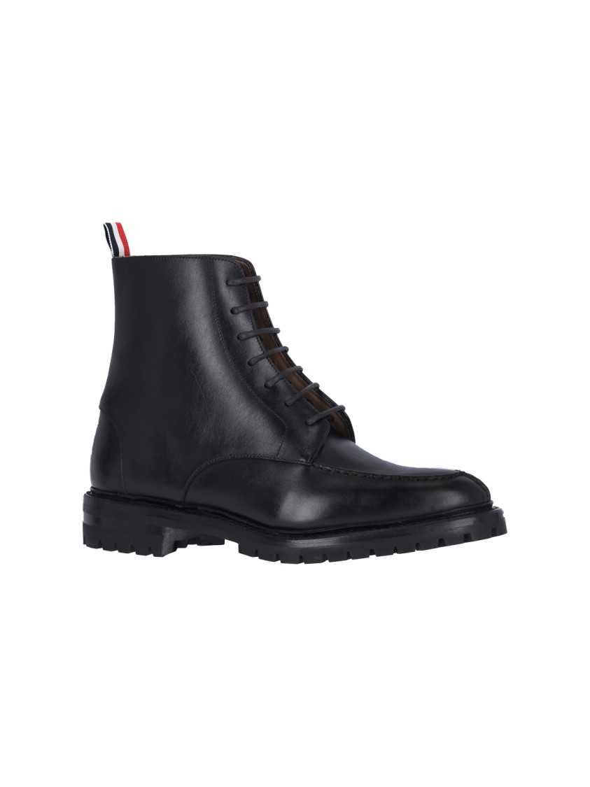 Thom Browne Black Commando Sole Apron Stitch Boots In Black
