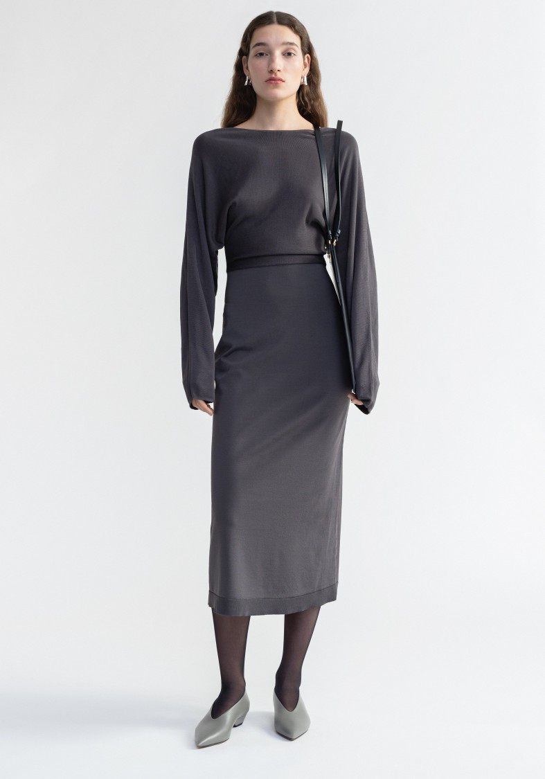 Shop Aeron Louise - Knitted Midi Dress In Black