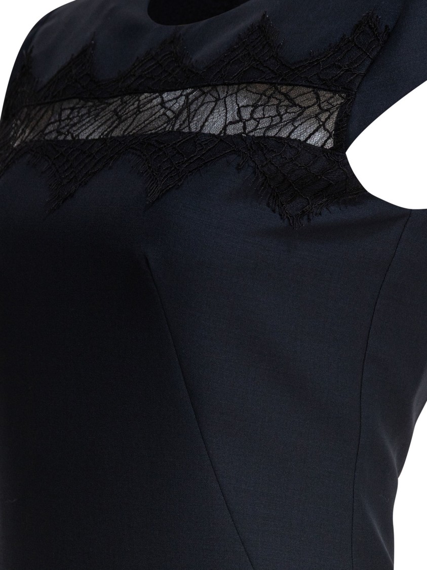 Alexander Mcqueen Tailored Pencil Midi Dress With Lace Inserts In Blue