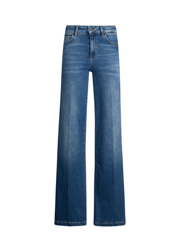 Shop Liu •jo Liu Jo Wide-leg Denim Trousers With Classic Blue Wash
