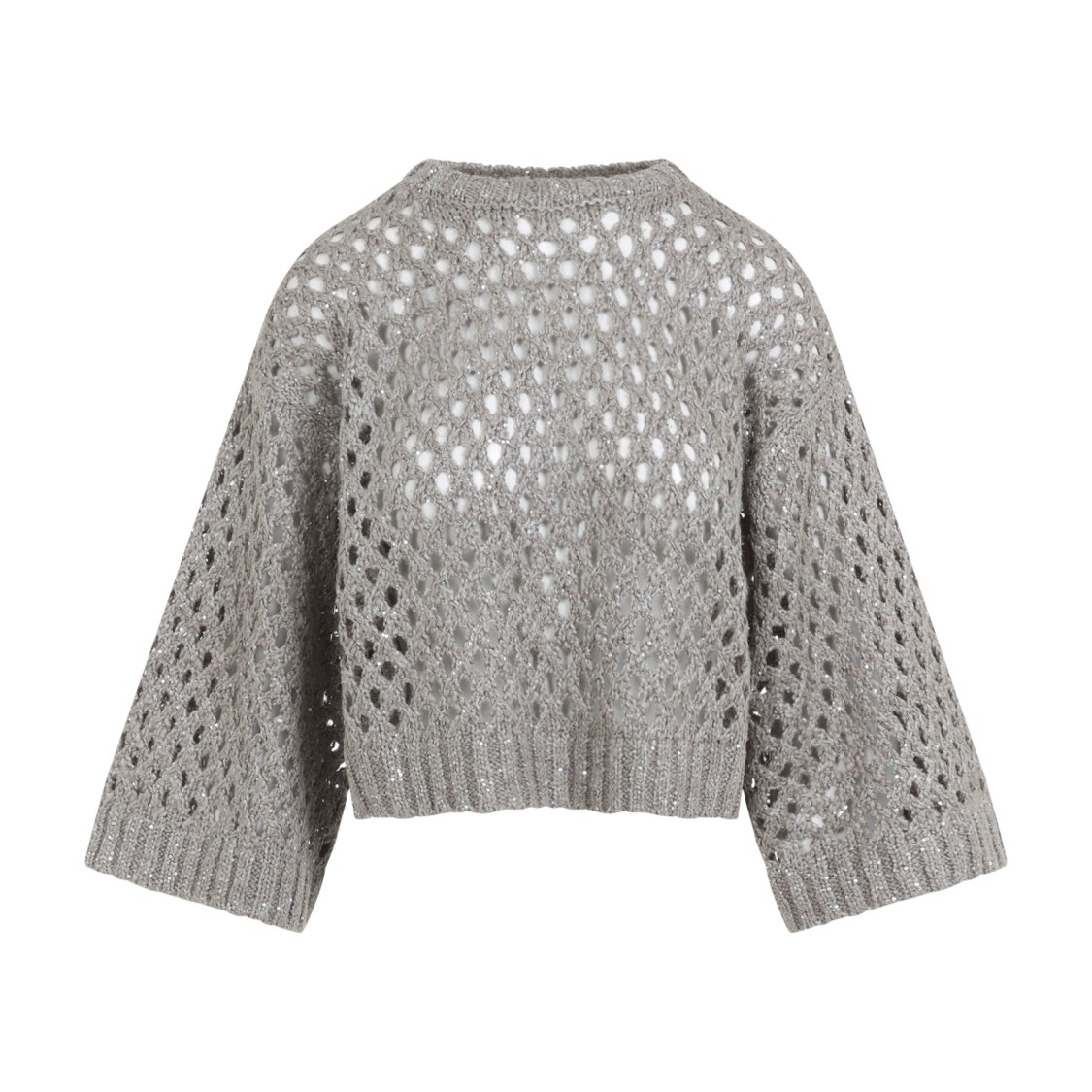 Brunello Cucinelli Open-knit Silk-linen Blend Sweater With Relaxed Fit