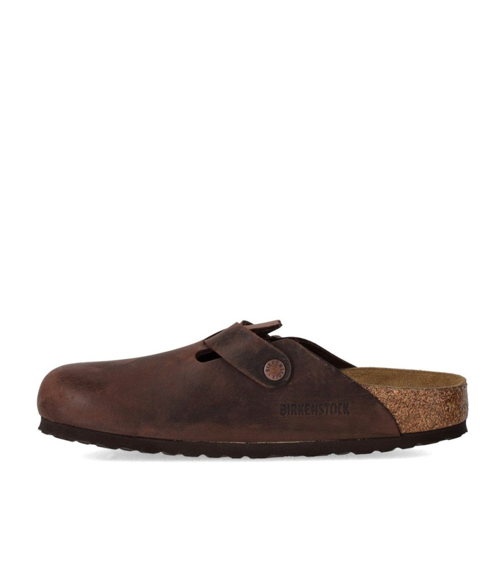 Birkenstock 'boston' Brown Slip-on Mules With Buckle