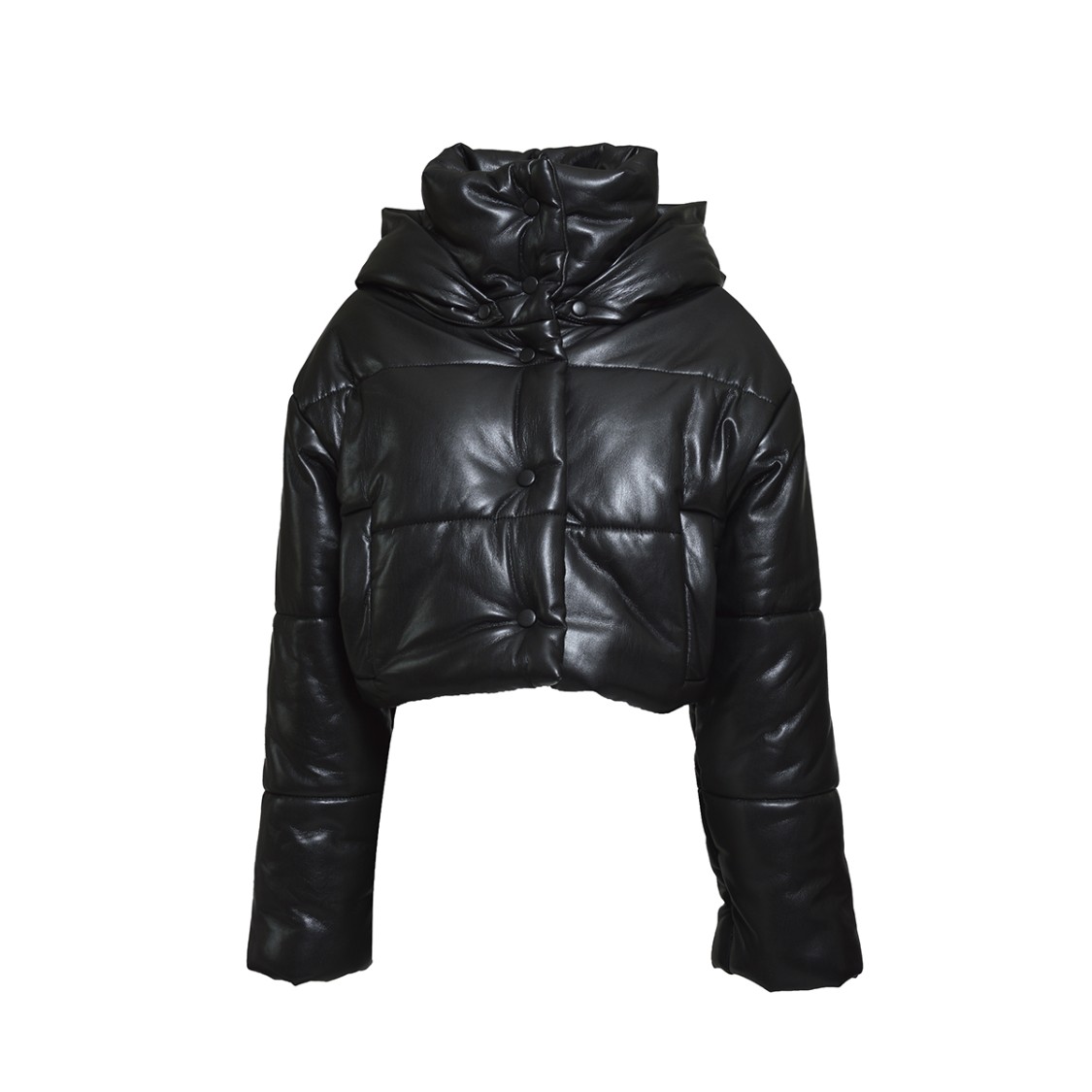 Nanushka Black Aveline Vegan Leather Puffer Jacket In Black