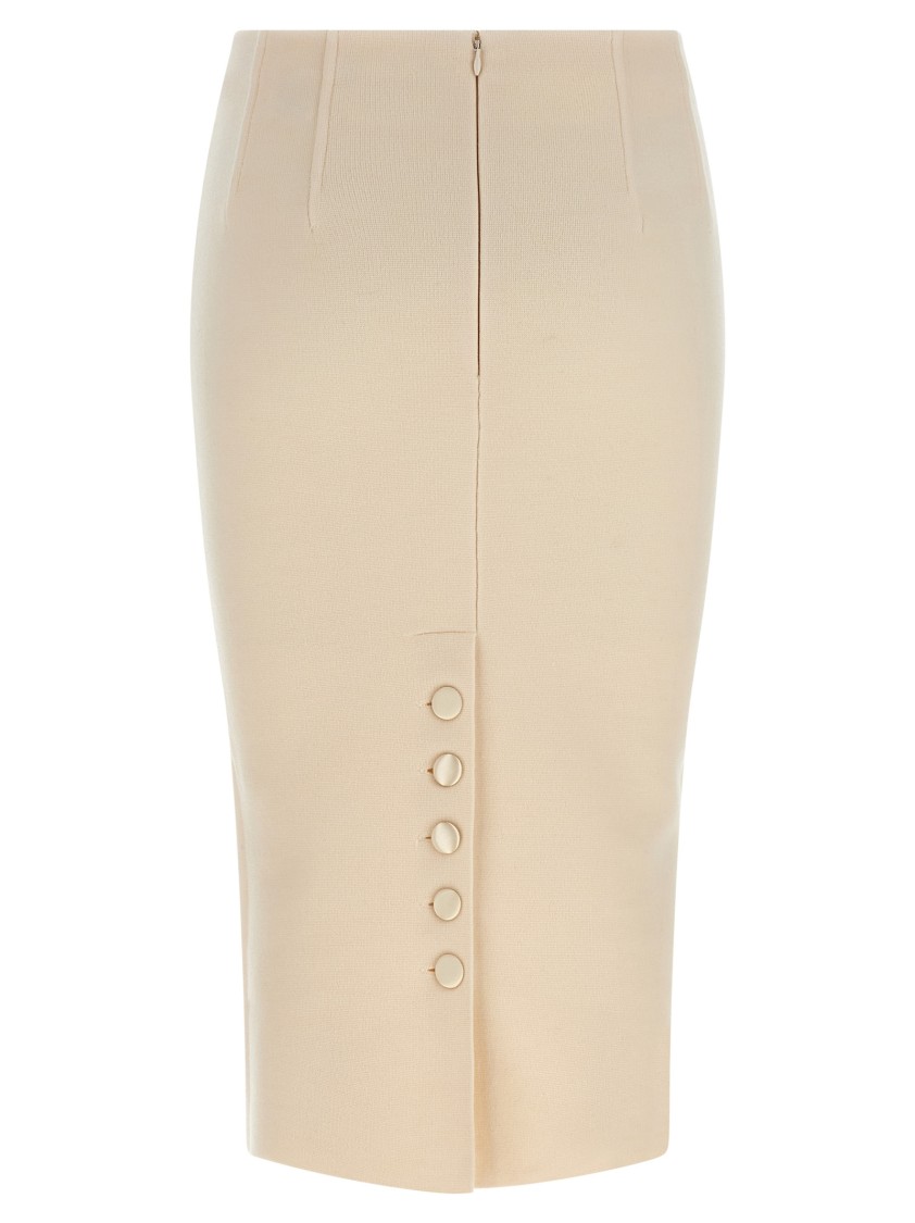 Elisabetta Franchi Fabric Stitch Wool Skirt Skirts White In Gold