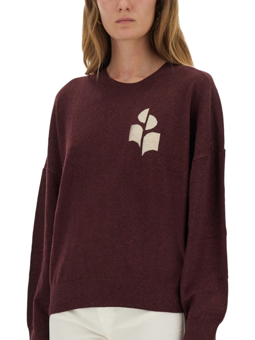 Isabel Marant Étoile Isabel Marant Etoile Marisans Mixed Cotton Logo Sweater In Burgundy