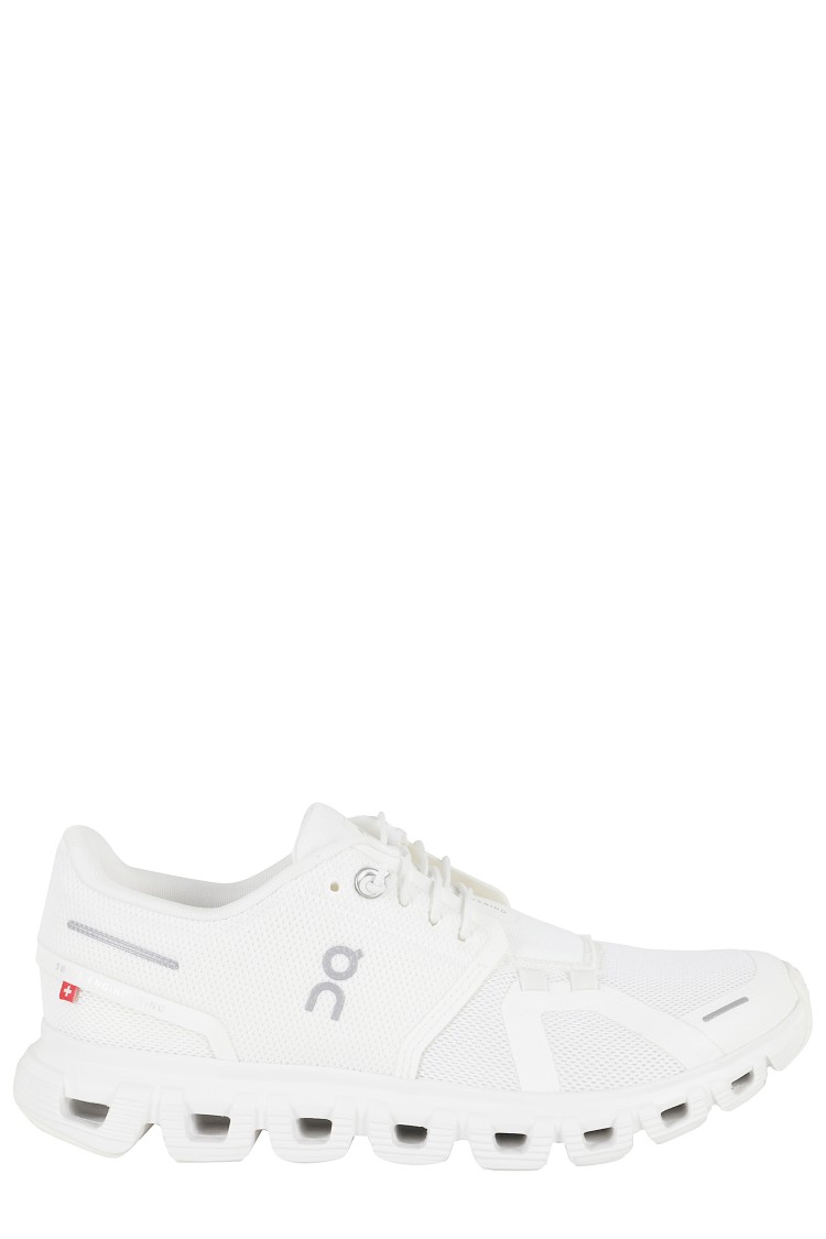 On Running Cloud 6 Sneakers With Round Toe And Rubber Sole In White