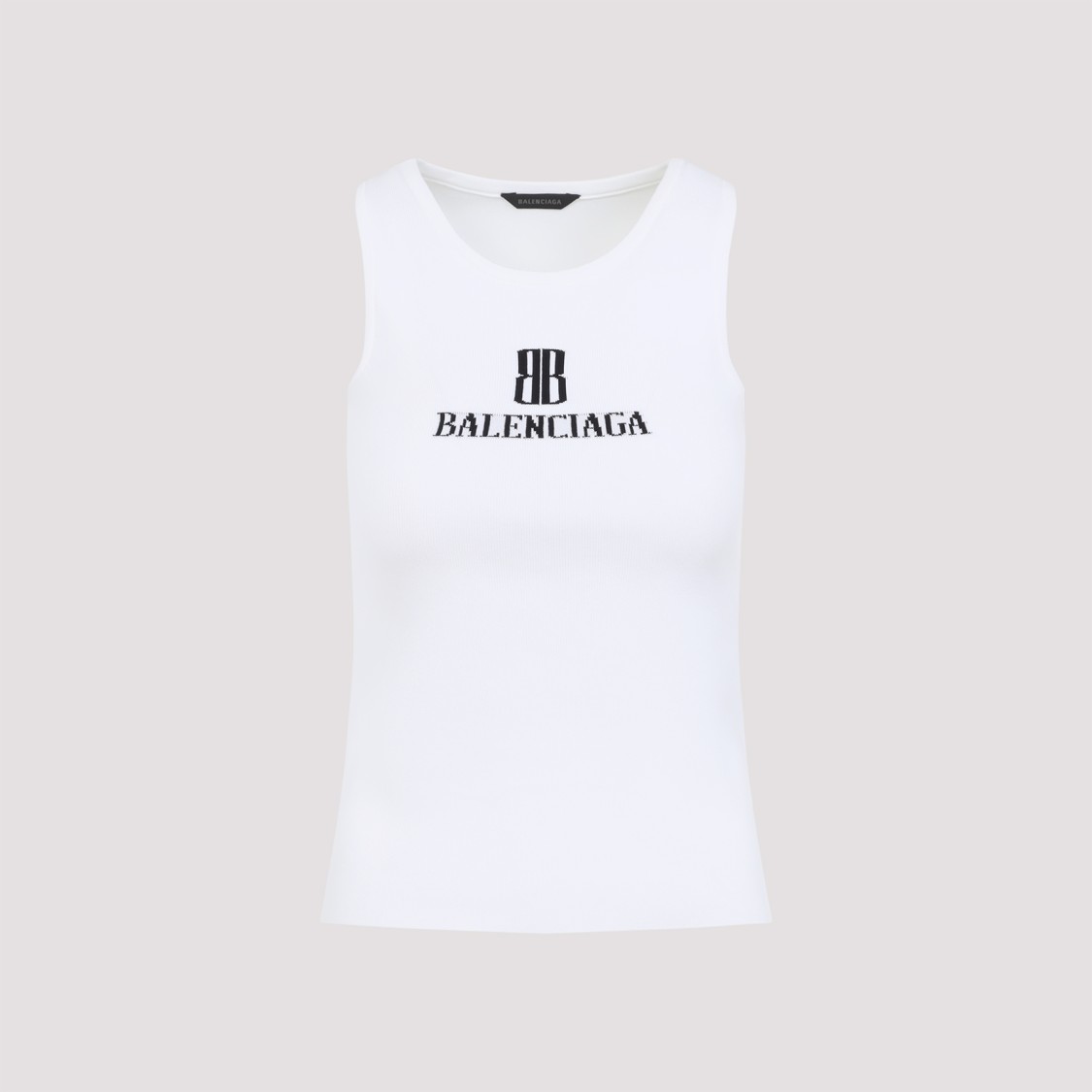 Balenciaga Ribbed Texture Sleeveless Tank Top In White