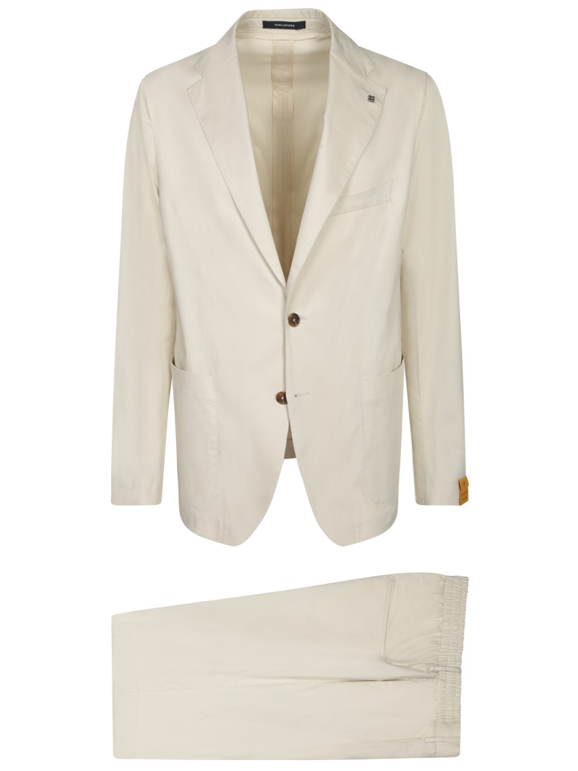 TAGLIATORE TAGLIATORE SINGLE-BREASTED WHITE SUIT WITH TAILORED TROUSERS