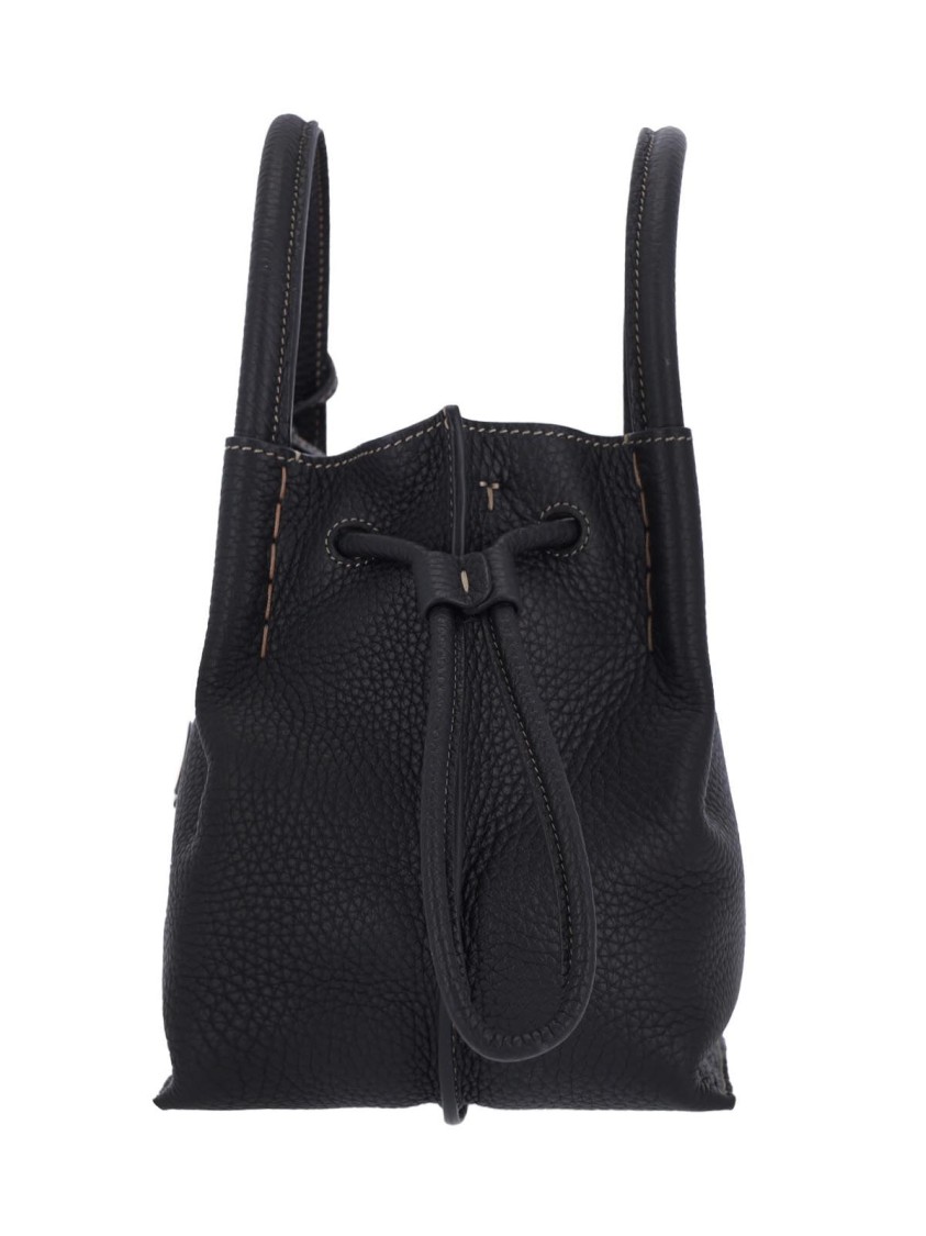 ハンドバッグ Tod's Small Black Pebbled Leather Bucket Bag Tod's Small Black Pebbled Leather Bucket Bag | THE LIST