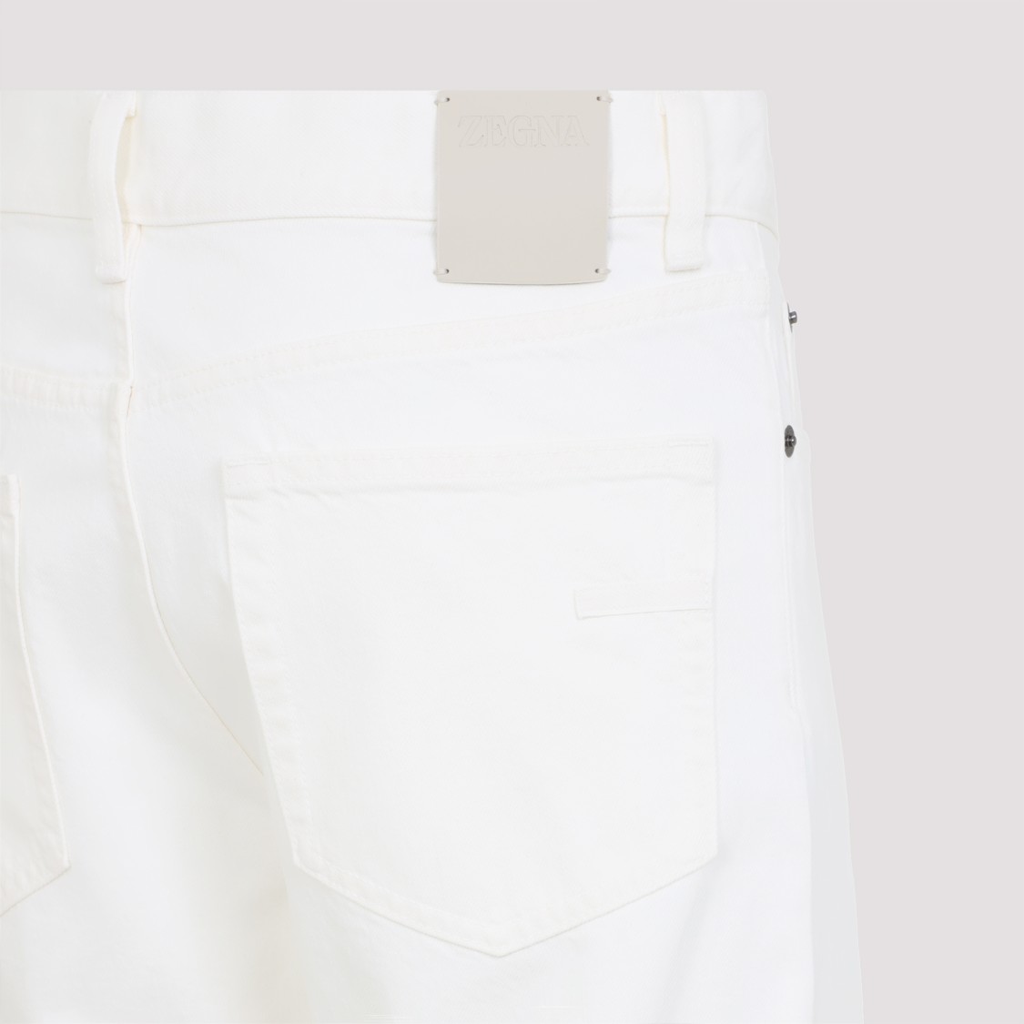 Shop Zegna Optical White Cotton Denim Jeans