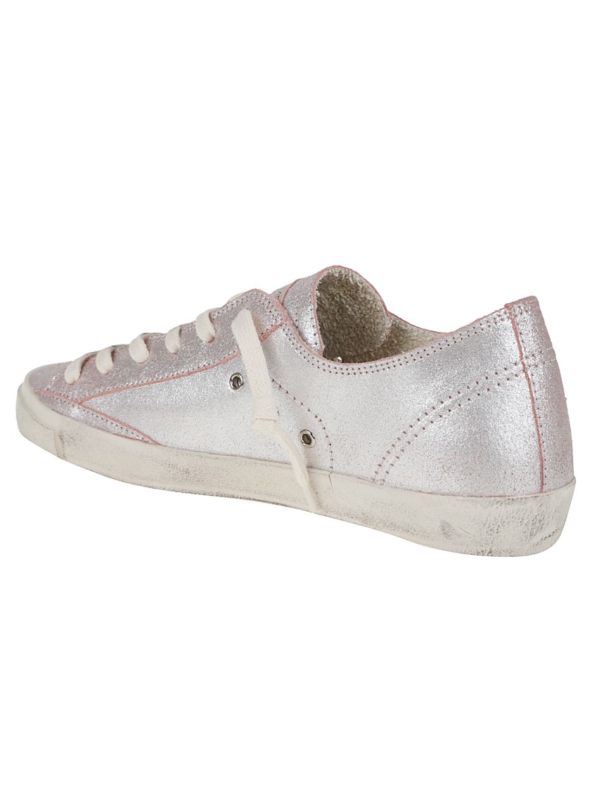 Philippe Model Metallic Finish Leather Sports Sneakers