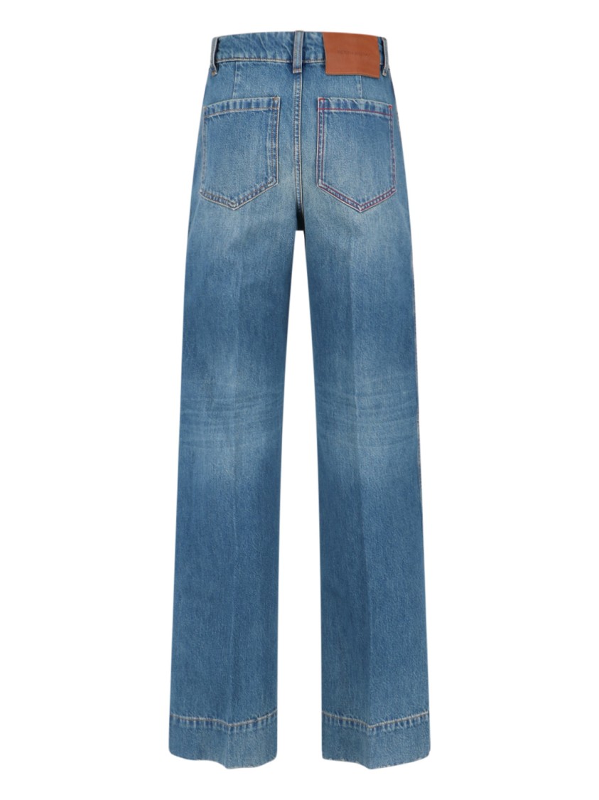 Victoria Beckham Straight Trousers With Pockets And Stitching In Blue