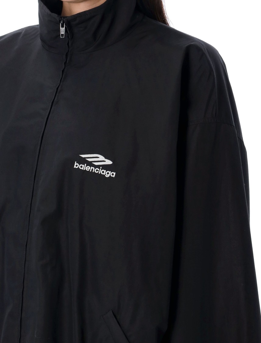 Balenciaga Oversized Tracksuit Jacket With Faux Fur Lining In Black
