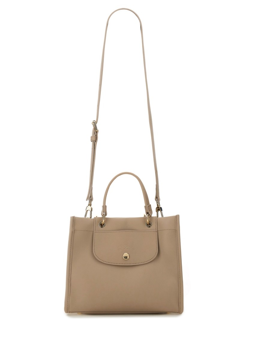 Longchamp Grey Handbag With Embossed Logo On The Front And Adjustable And Removable Shoulder Strap In Leather