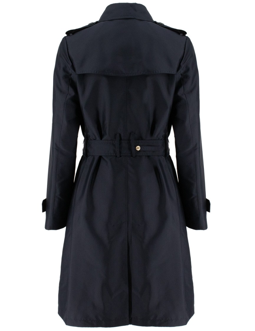 Moorer Navy Blue Trench Coat In Blue