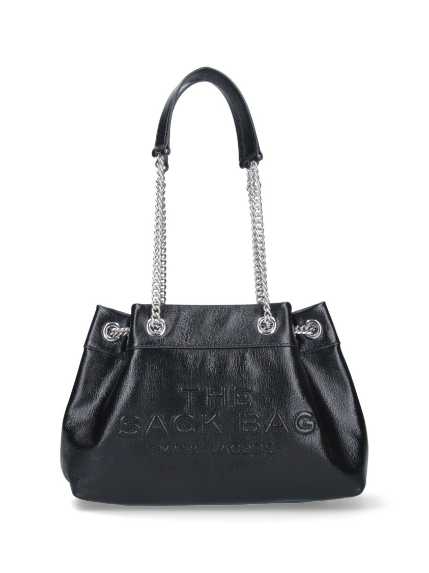 Marc Jacobs Textured Black Handbag With Dual Chain Handles