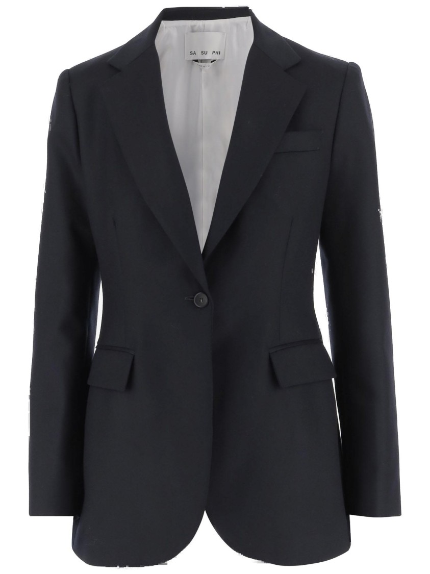 Sa Su Phi Navy Tailored Wool Jacket In Black