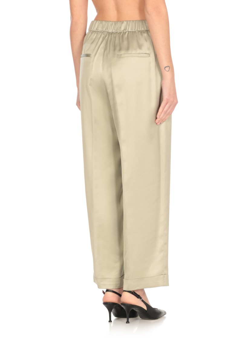 Peserico Elastic Waist Casual Pants In Green
