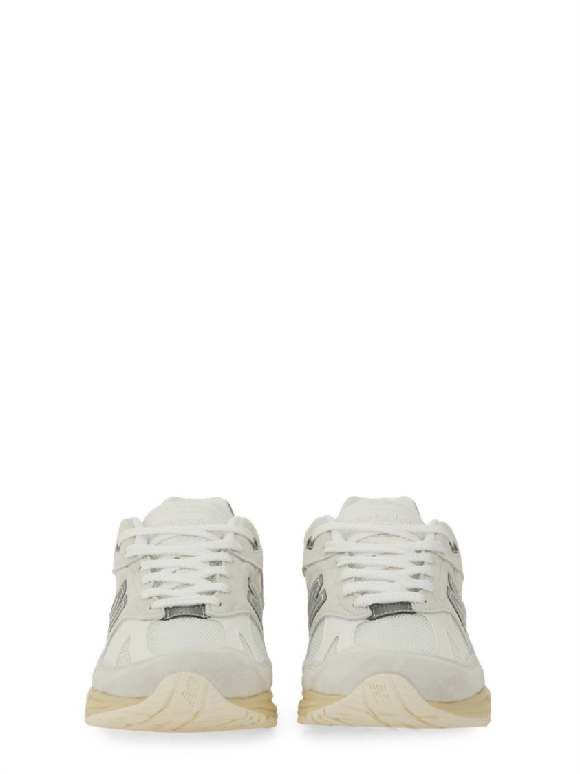 New Balance Sporty Pigskin And Mesh Sneakers With Cushioned Sole In Neutrals