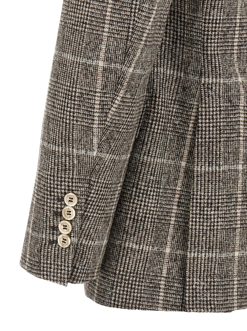 Brunello Cucinelli Cavallo Prince Of Wales-check Blazer In Gray