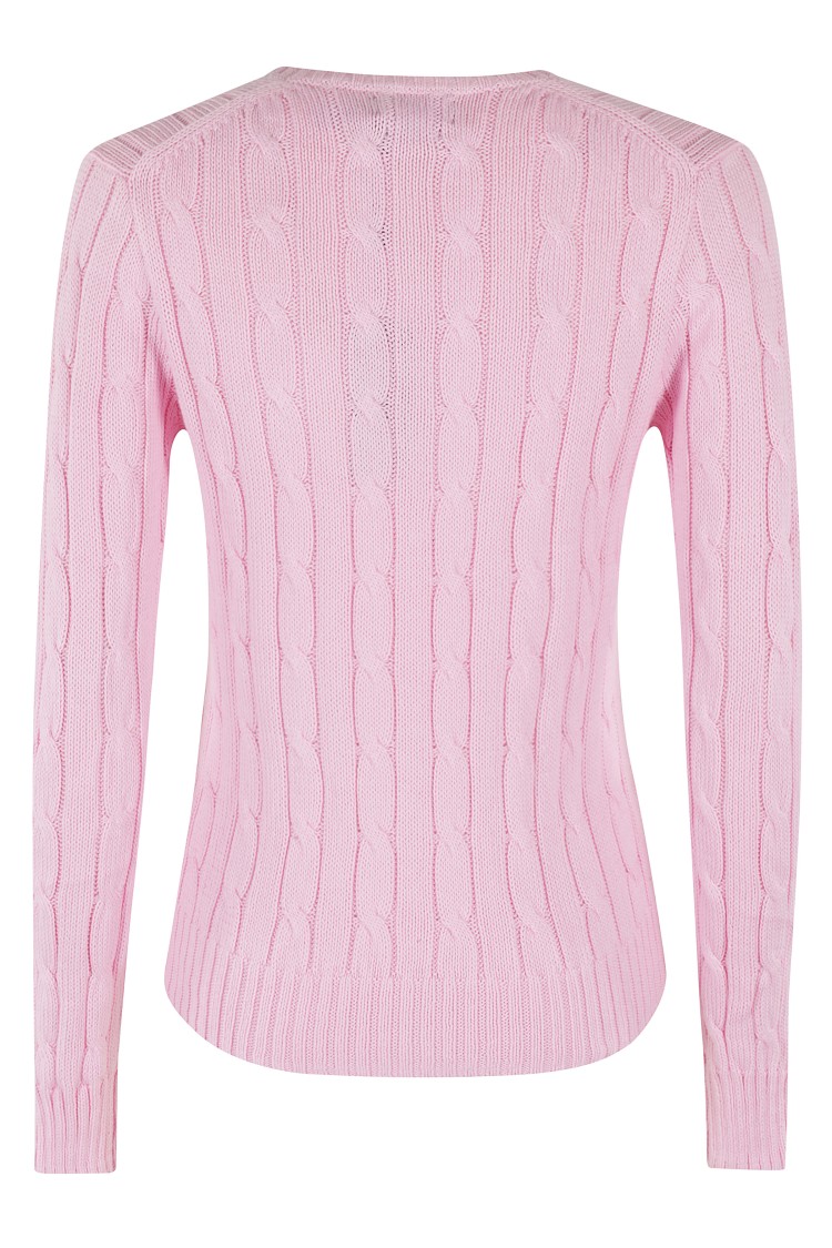 Polo Ralph Lauren Embroidered-logo Cable-knit Jumper In Pink