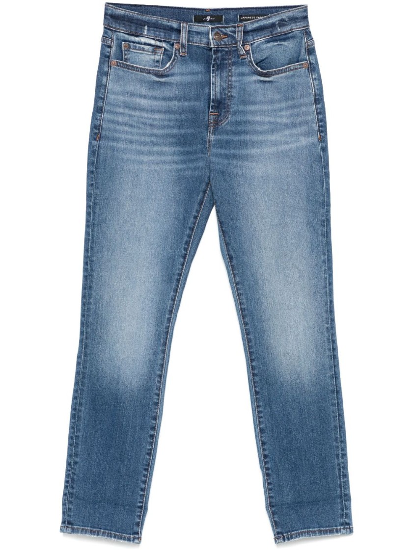 Seven Indigo Blue Jeans With Whiskering Effect And Classic Design