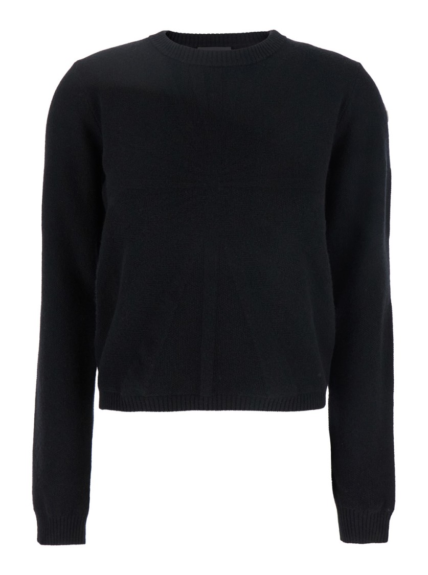 MONCLER X RICK OWENS MONCLER X RICK OWENS BIKER' BLACK CREWNECK SWEATER