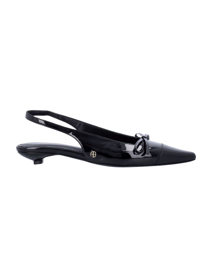 Shop Anine Bing Pointed Toe Slingback With Bow Detail In Black