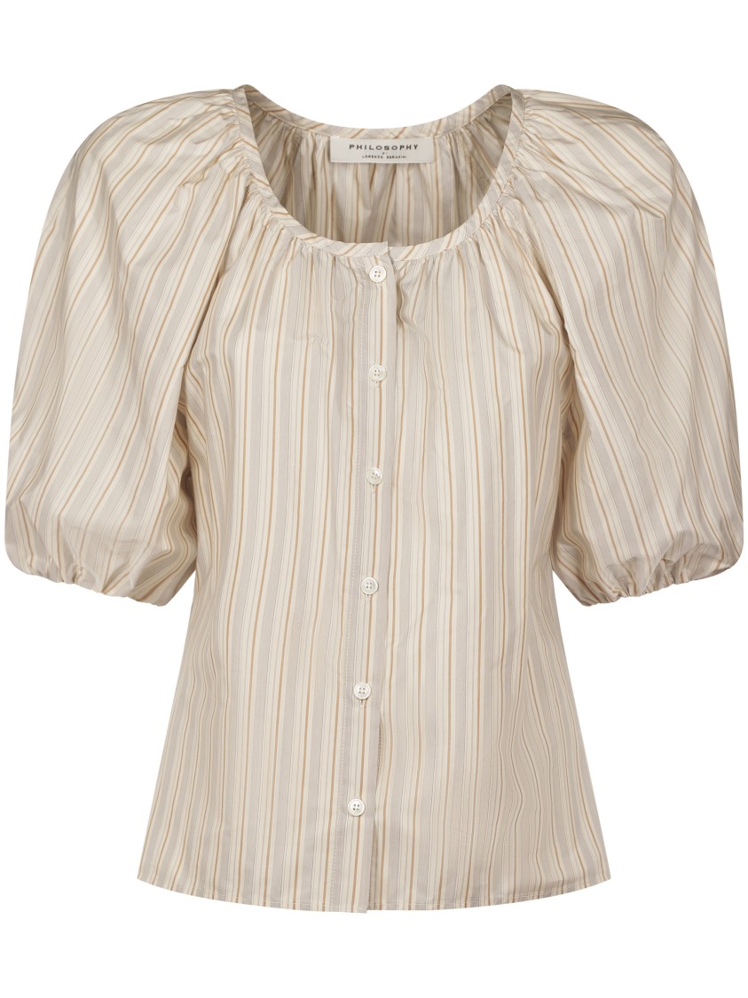 Philosophy Di Lorenzo Serafini Striped Blouse With Buttons In Neutral