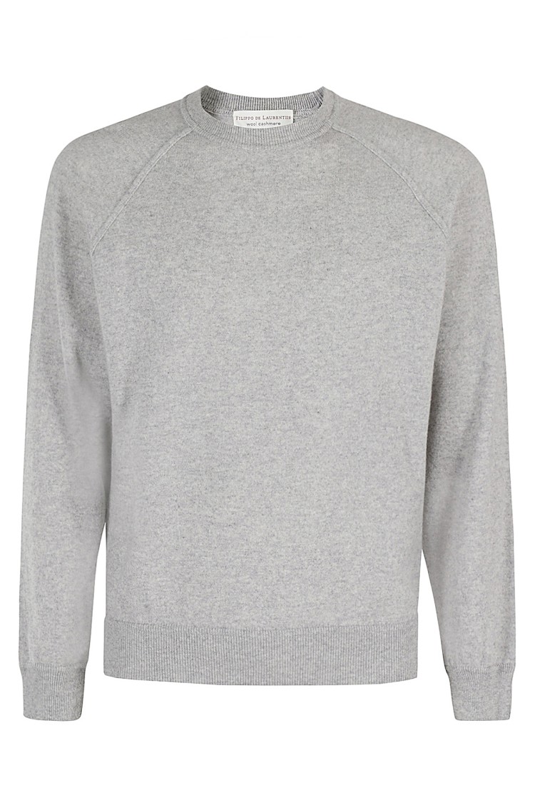 Filippo De Laurentiis Soft Wool Blend Crew Neck Pullover In Gray