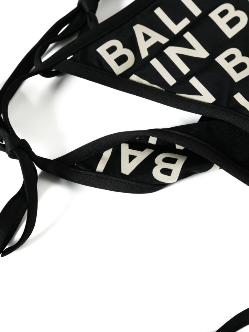 Balmain Multicolour Triangle Bikini With Adjustable Ties In Black