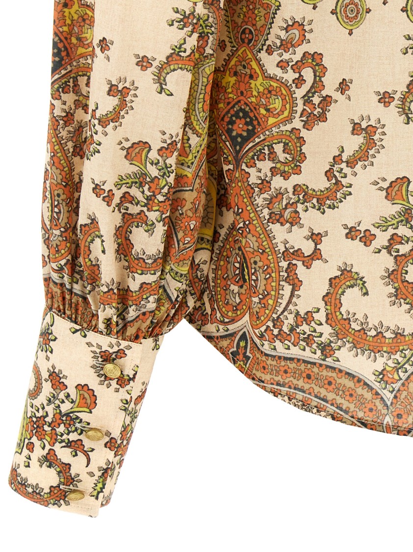 Valentino Garavani Cotton Shirt With Ruffled Lavallière Collar In Multi