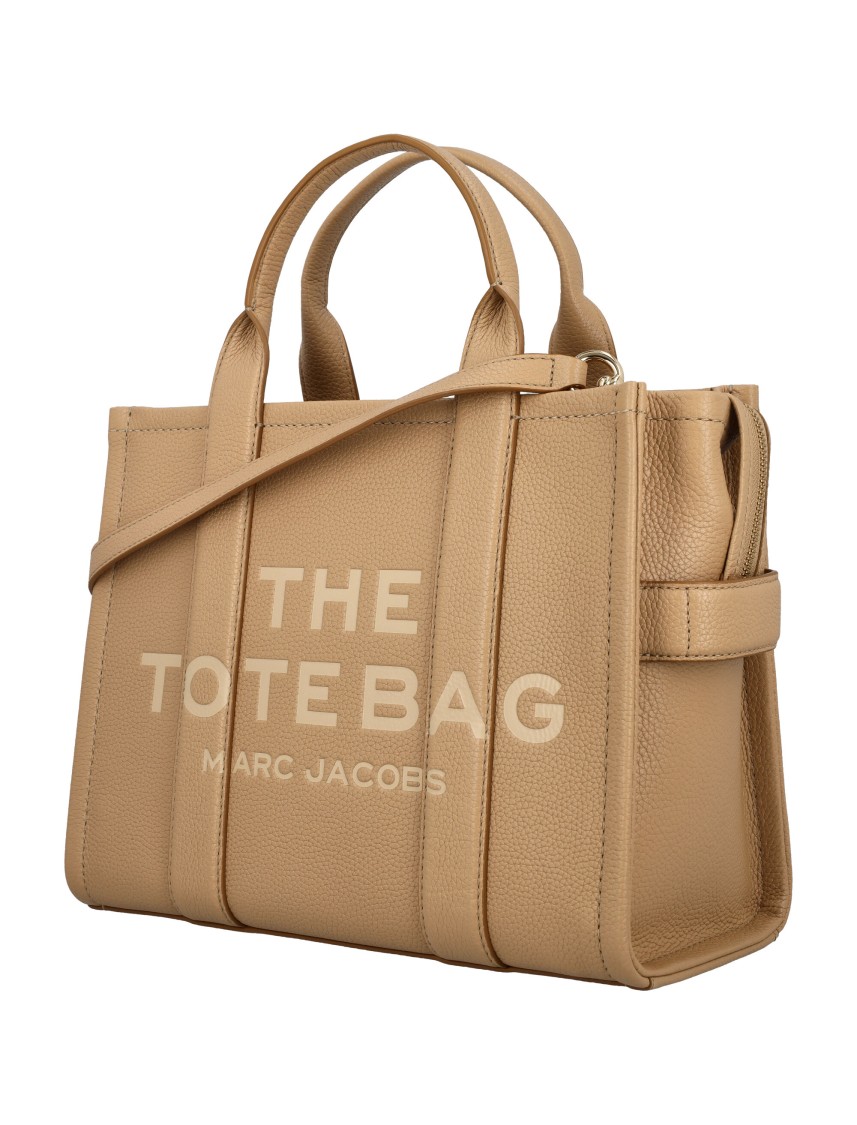 Shop Marc Jacobs The Leather Medium Tote Bag In Brown