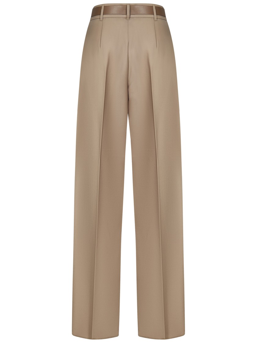 Max Mara Beige Trousers With Double Pleat In Brown