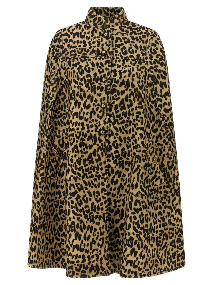 Valentino Garavani Cape In Animalier Cloth In Animal Print