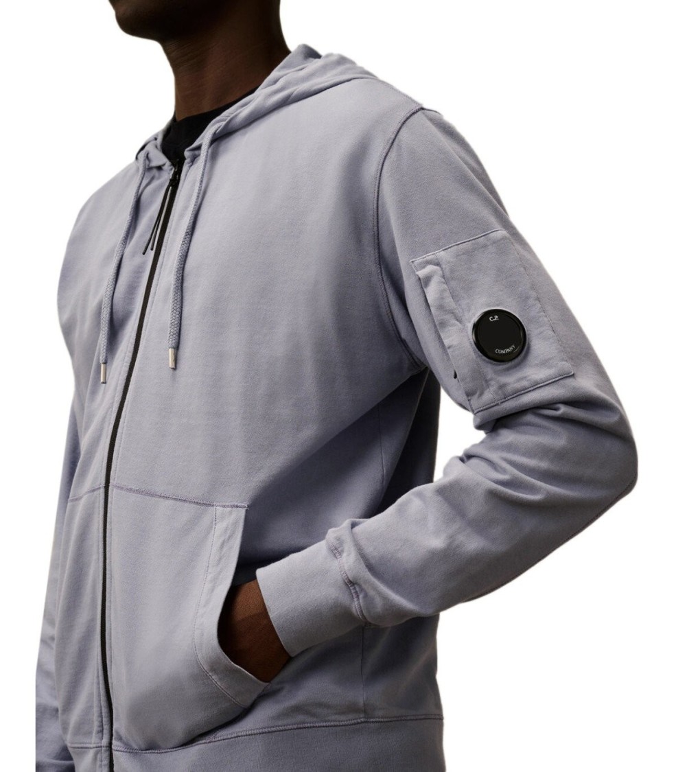 C.p. Company Light Fleece Full Zip Hooded Sweatshirt In Purple