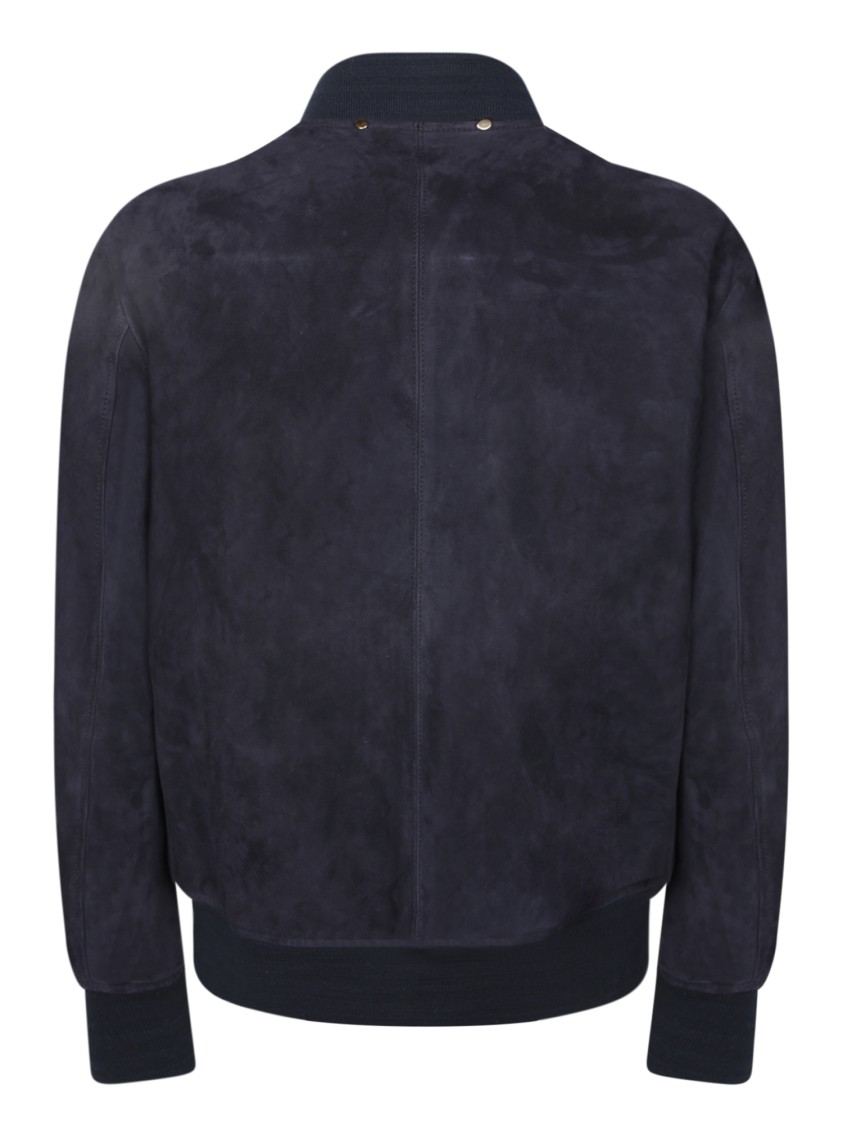 PAUL SMITH PAUL SMITH SUEDE BOMBER JACKET WITH RIBBED CUFFS AND CENTRAL ZIP