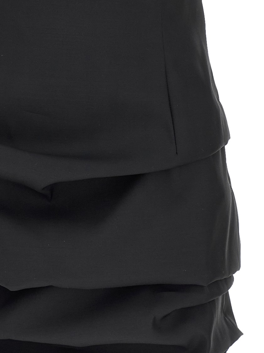 Magda Butrym Off-the-shoulder Black Mini Dress With Floral Accent In Black