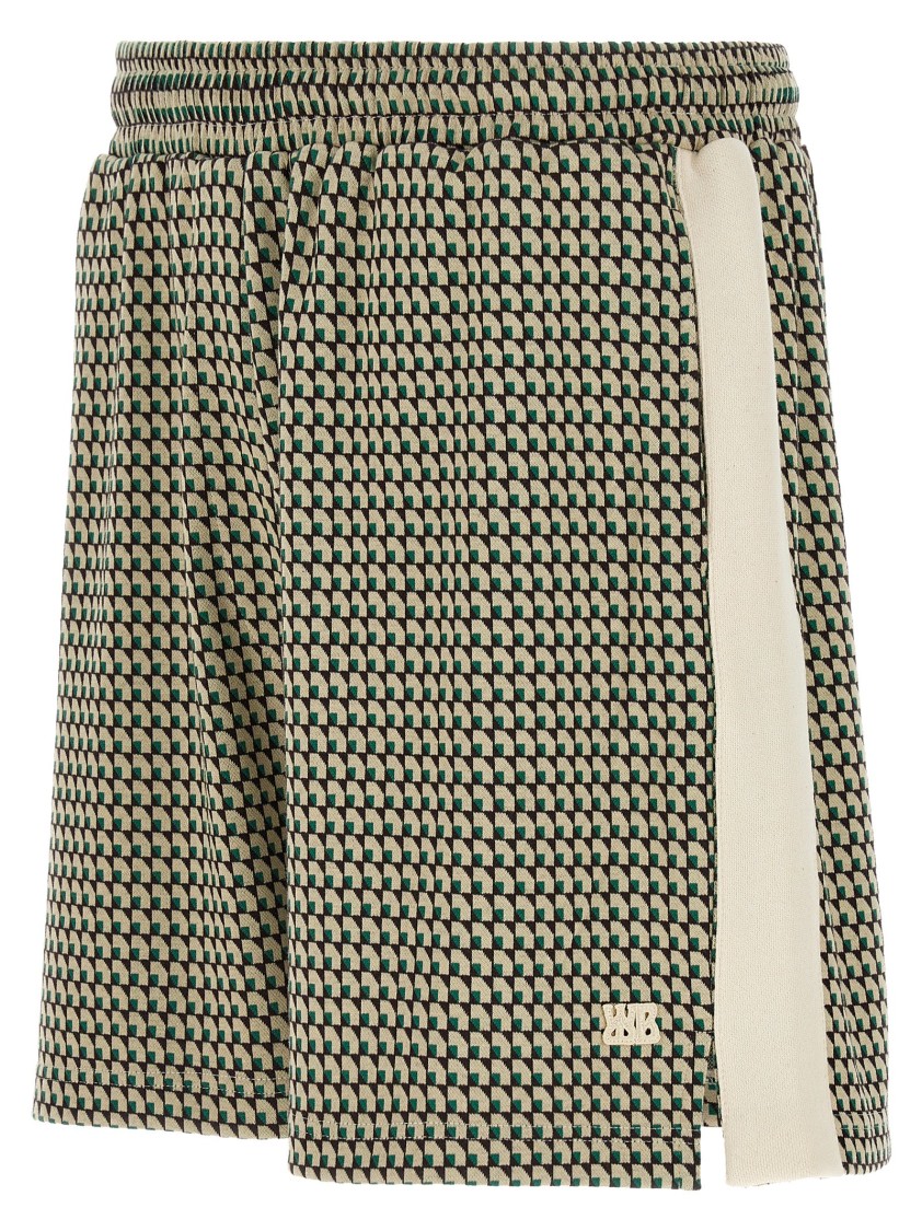 Wales Bonner 'dynamic Patterned Side Stripe Elastic Waistband Shorts' In Green
