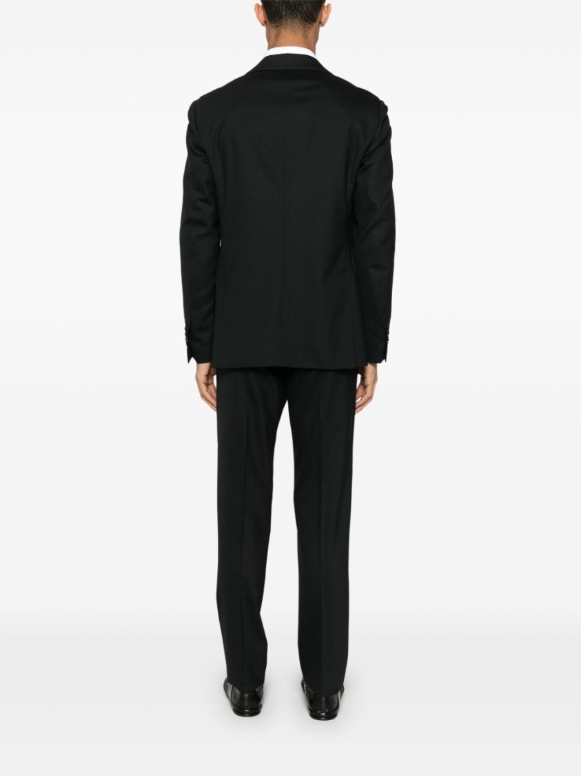 Lardini Tailored Wool Suit With Concealed Fastening In Black