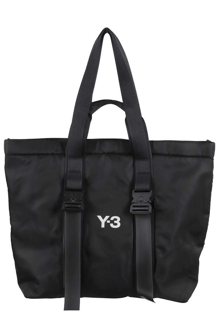 Y-3 Y-3 BLACK TOTE BAG WITH FRONT LOGO AND ZIP CLOSURE