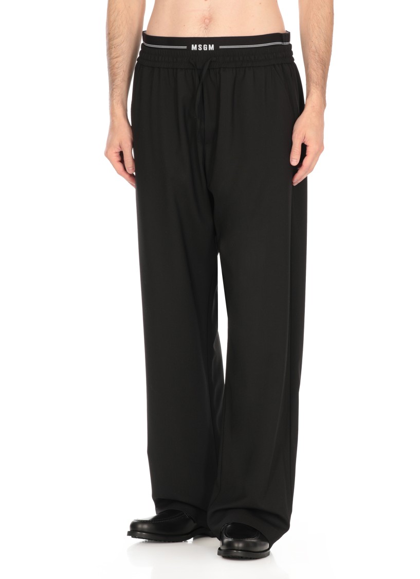 Msgm Belt-loop Casual Pants In Black