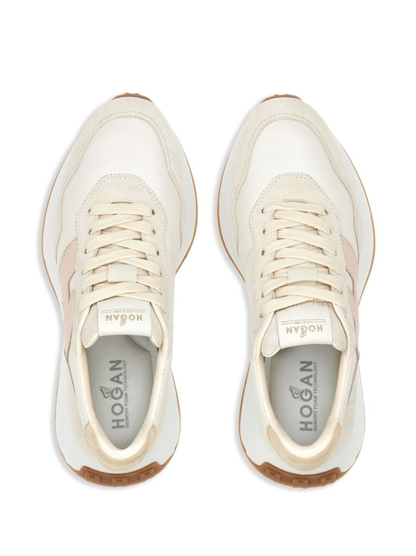 Hogan Leather Sneakers With Rubber Sole And Suede Accents In Pattern
