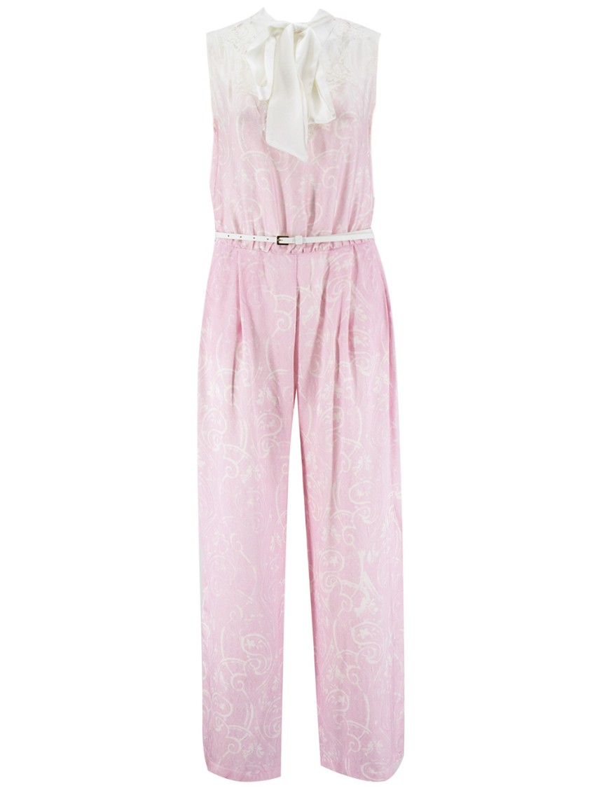 Ermanno Firenze Pink Lace Viscose Jumpsuit In Pink