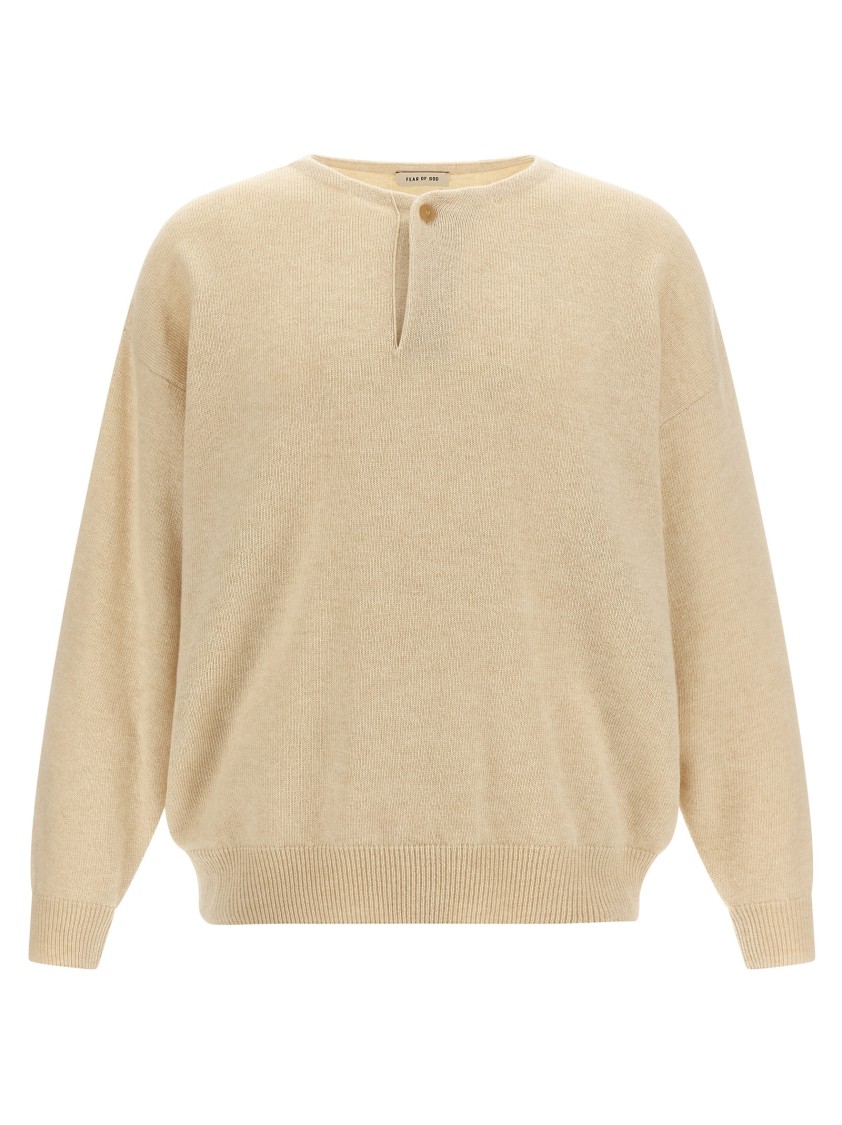Fear Of God Sweater Keyhole Neckline Button Detail In Neutral